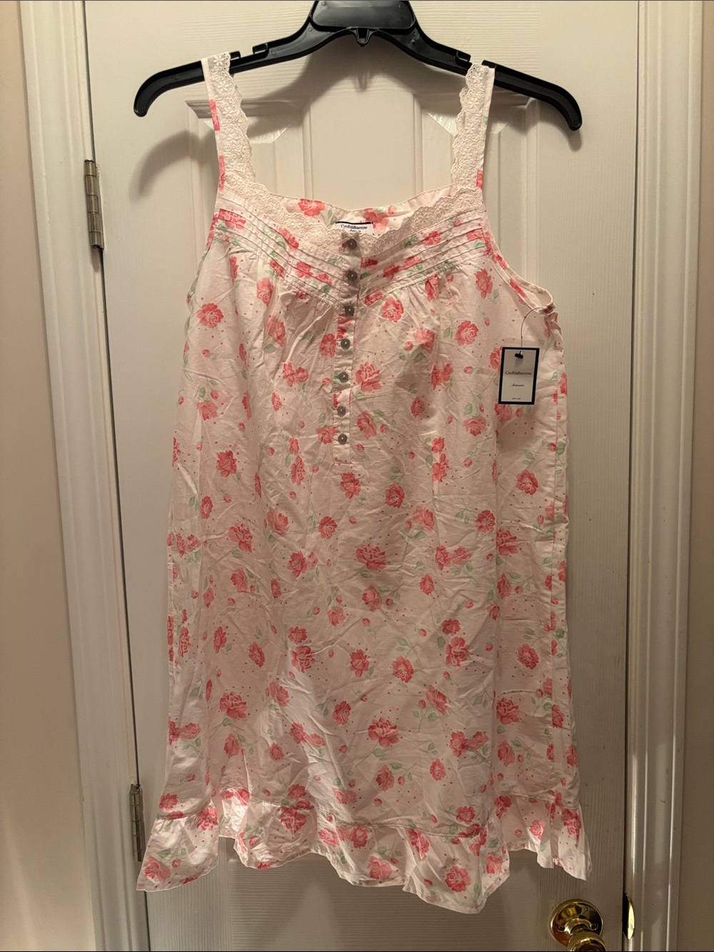 NWT croft & barrow White Chemise nightgown with Pink Floral Print